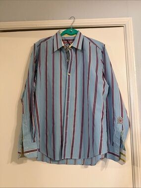 Robert Graham Blue Multi-Striped Dress Shirt